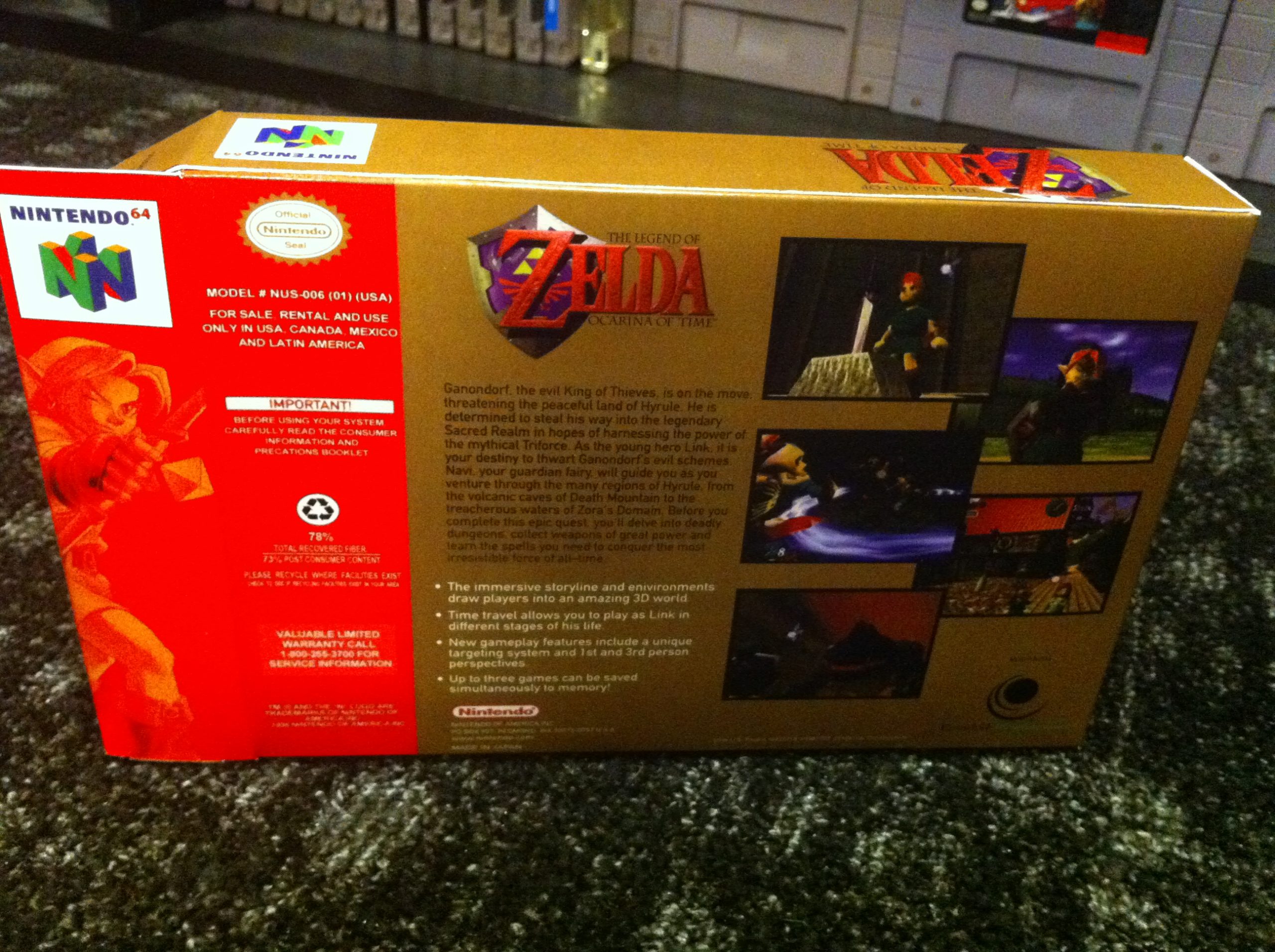 Authentic Nintendo 64 Zelda Ocarina of Time Game Box N64